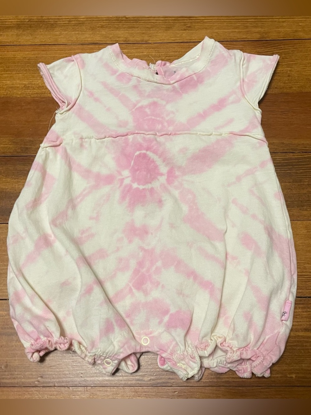 Burt’s Bees Baby Pink & White Tie-Dye Organic Cotton Baby Bubble Romper Size 6/9
